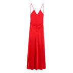 Satin Backless Strap Maxi Dress