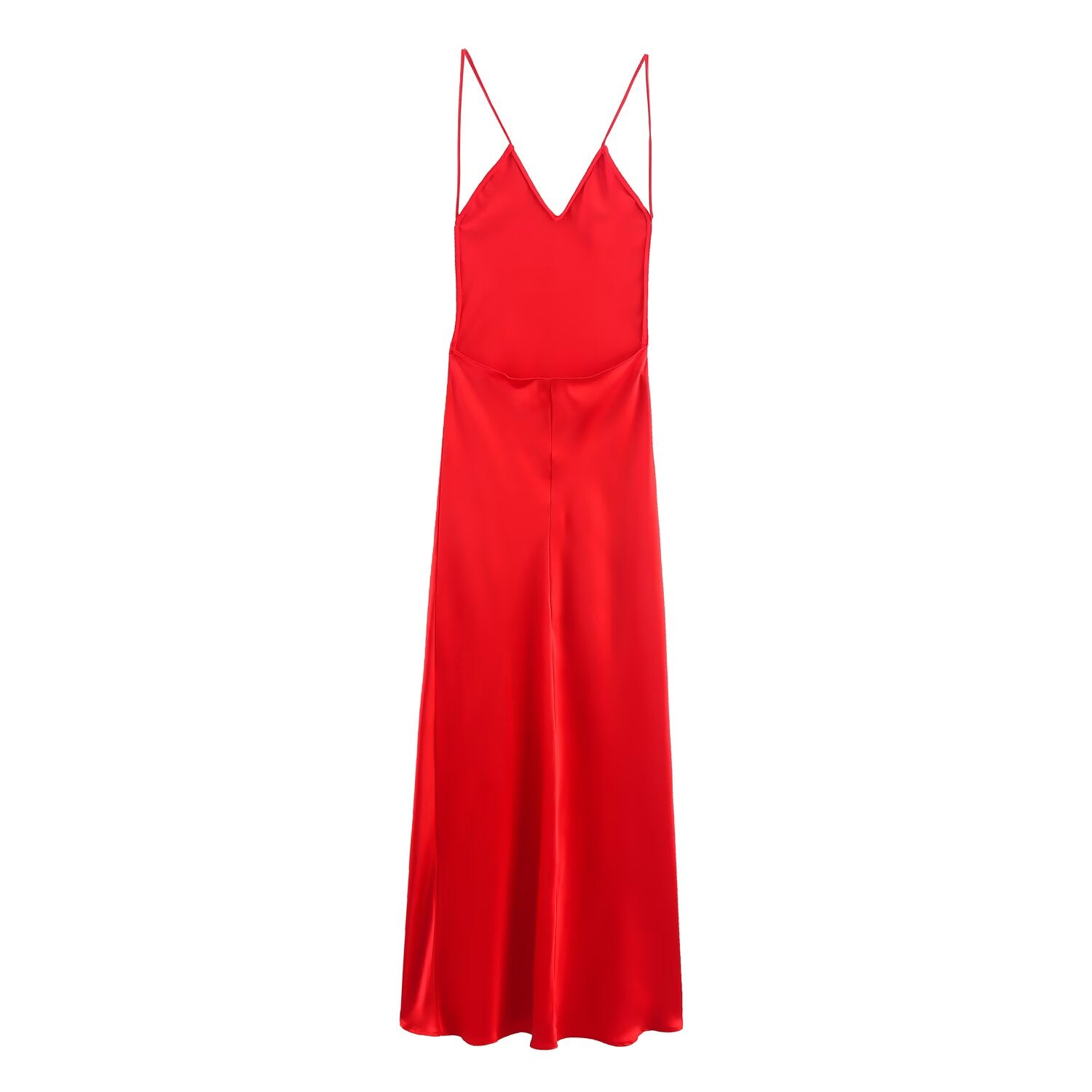 Satin Backless Strap Maxi Dress