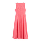 Women's Square-Neck Button A-Line Maxi Dress