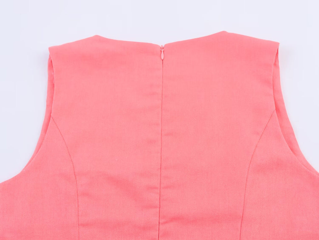 Women's Square-Neck Button A-Line Maxi Dress
