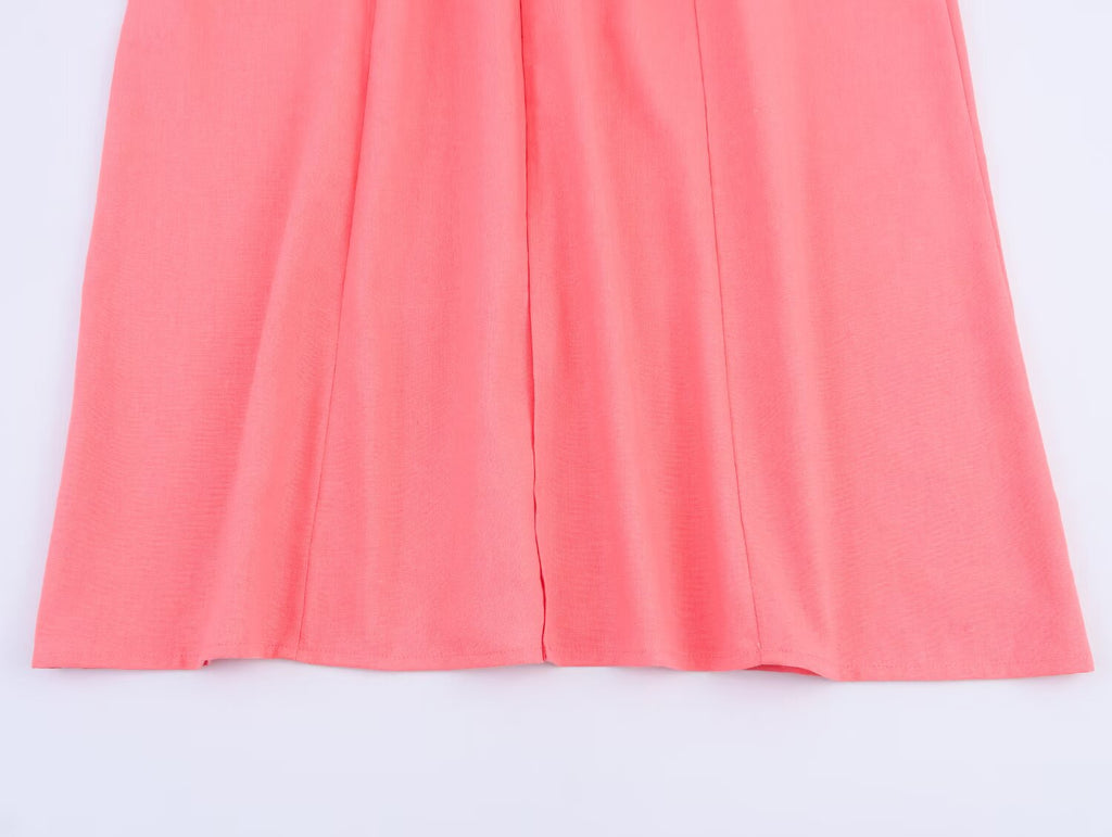 Women's Square-Neck Button A-Line Maxi Dress
