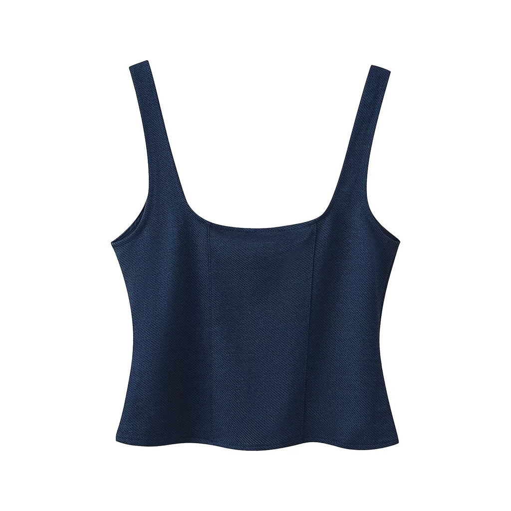 Women's Button Decoration Twill Top Pants Sets