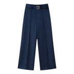 Women's Button Decoration Twill Top Pants Sets