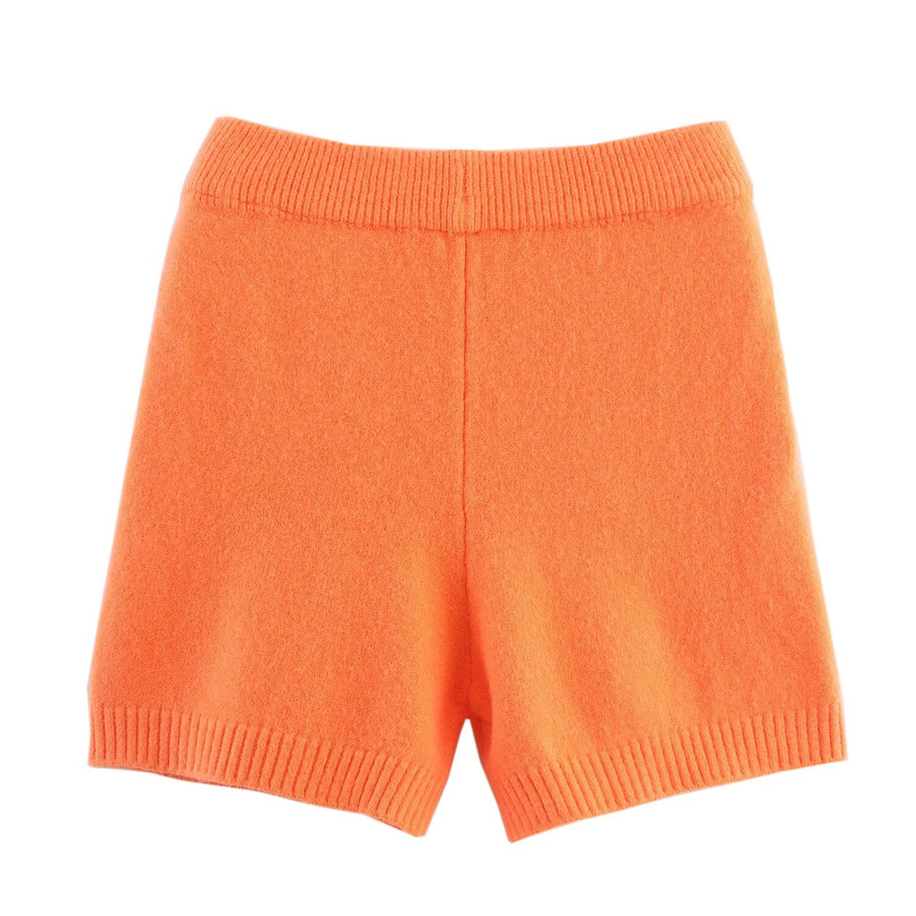 Casual V-Neck Retro Pullover Sweater High-Waisted Shorts Sets