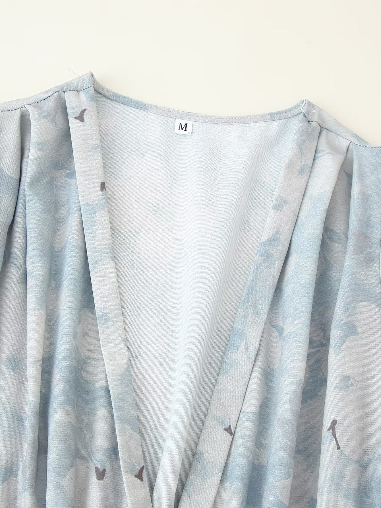 Printed Puff-Sleeve Pearl-Button Dress
