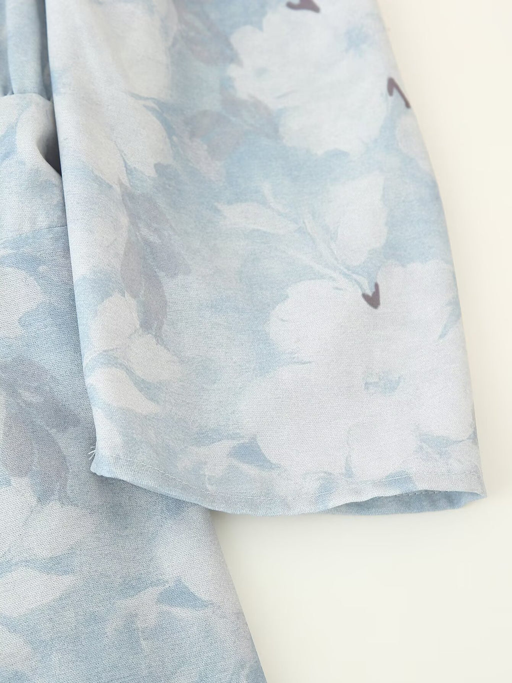Printed Puff-Sleeve Pearl-Button Dress