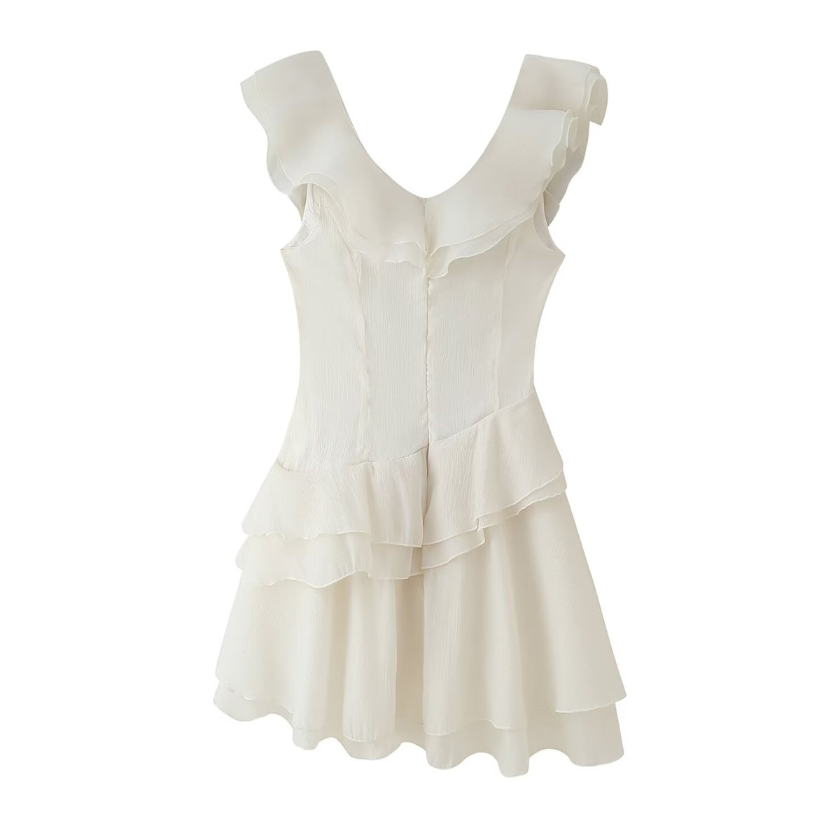 Women's Asymmetric Ruffle V-Neck Mini Dress
