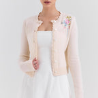 Women's Floral Embroidered Knitwear Sweater Top Coat