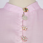 Women's Printed Long A Line With Stand Collar Dress