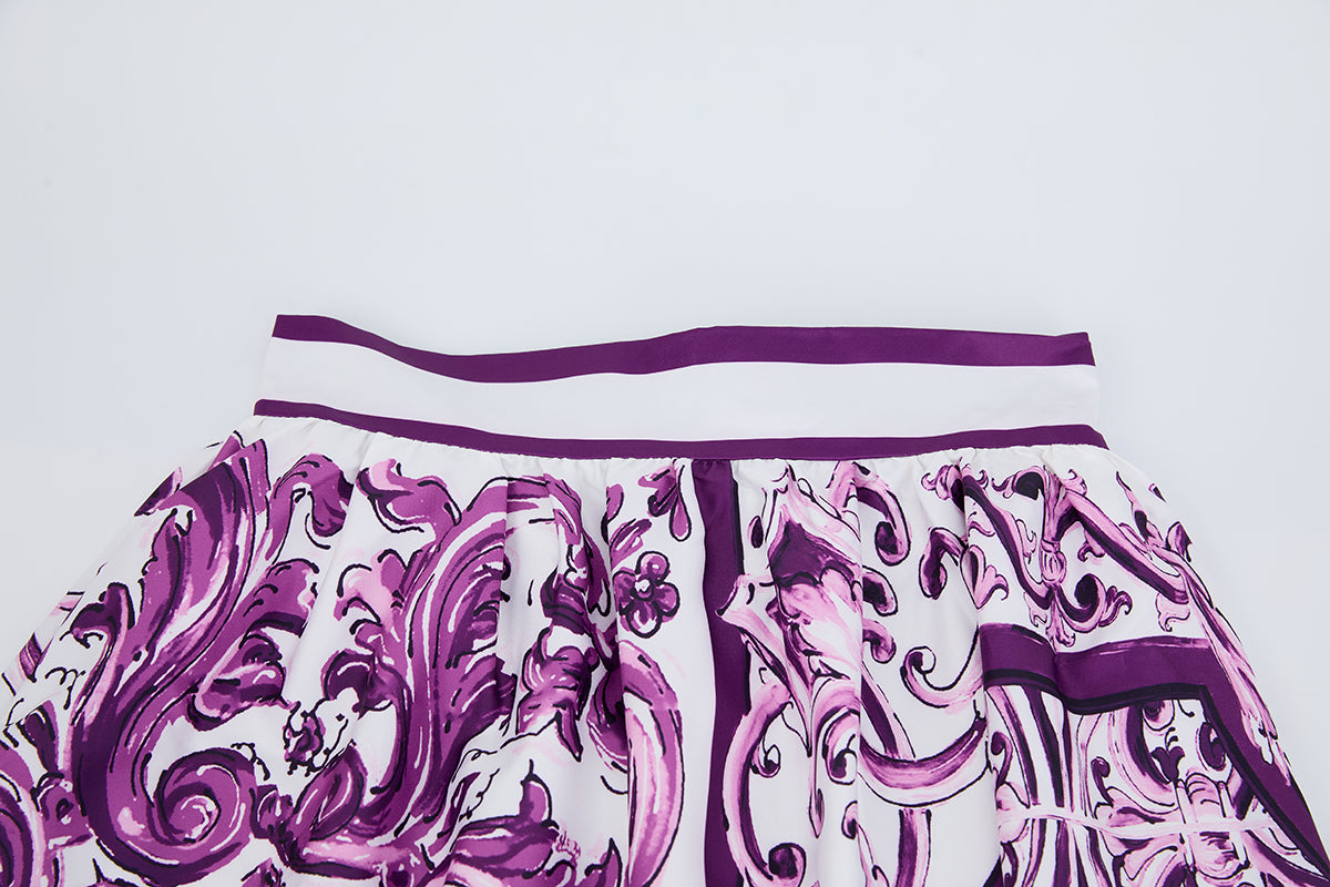 Women's Short-Sleeve Top & Midi Skirt Set