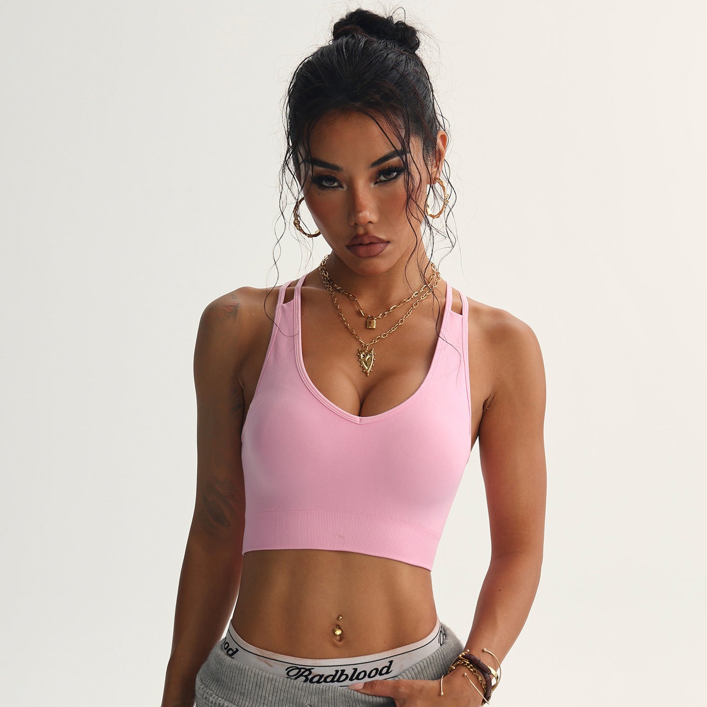 Yoga Clothes Women Sexy Fitness Peach Heart Cross Beauty Back Yoga Bra Sports Underwear