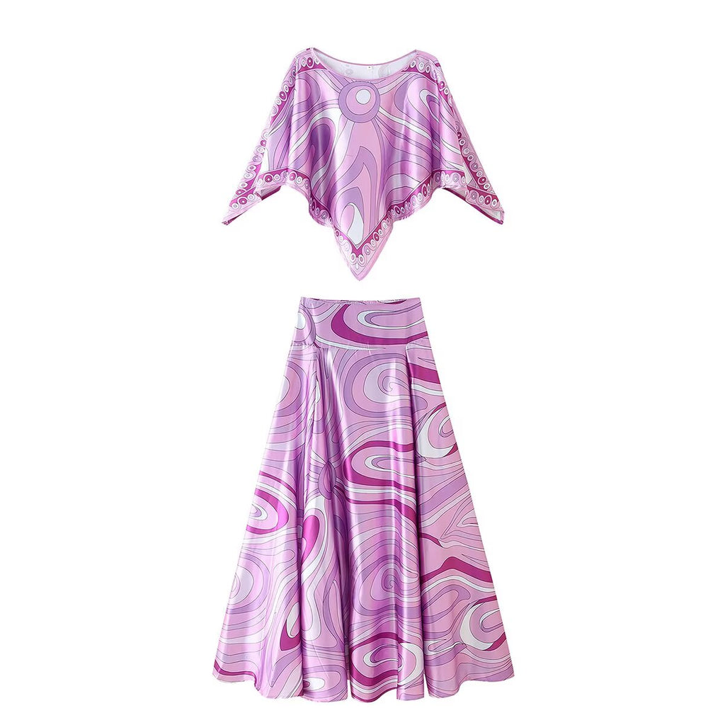 Women's Summer Casual French Vacation Top and Skirt Two-Piece Set