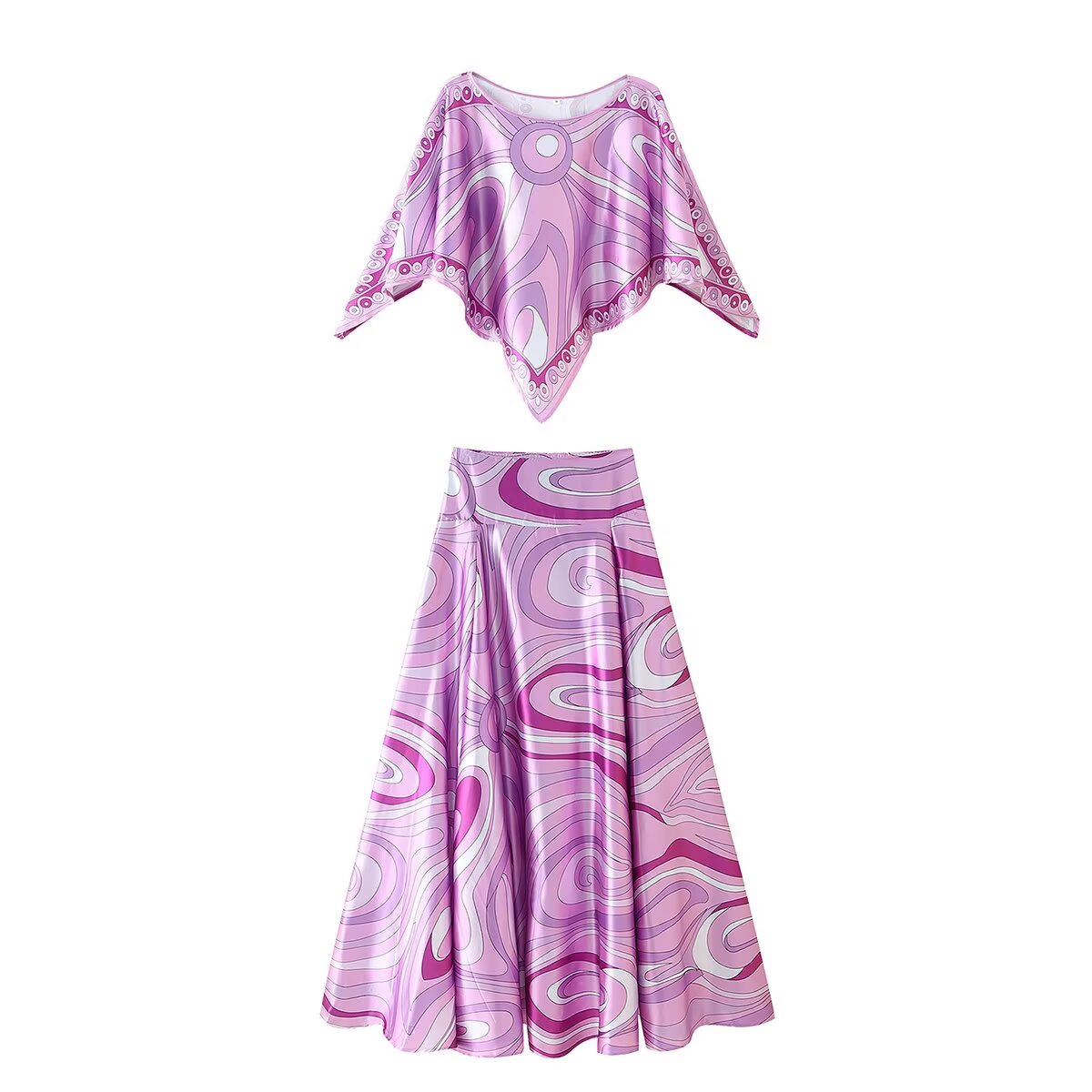 Women's Summer Casual French Vacation Top and Skirt Two-Piece Set