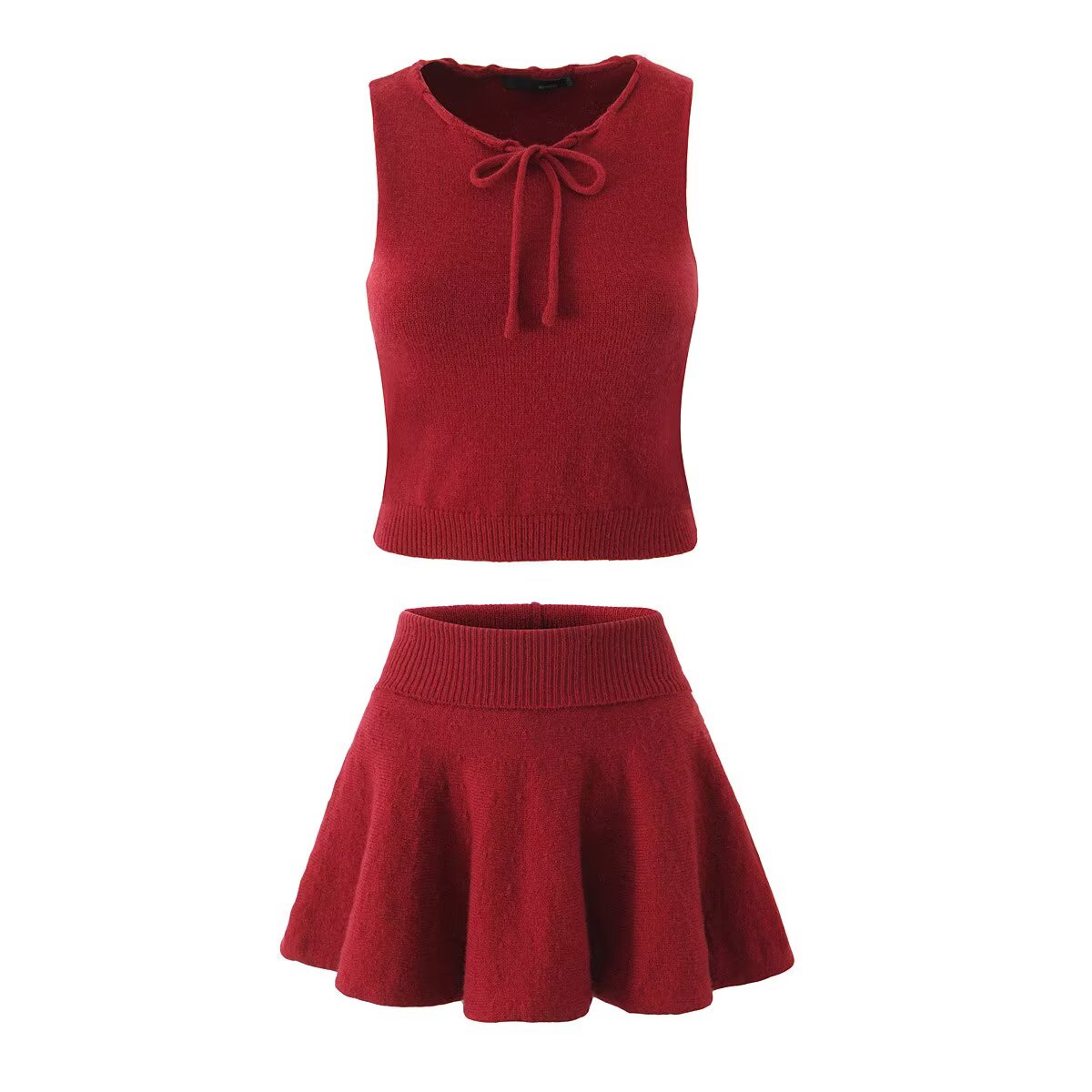 Women's Summer Bow Knitted Sweater and Skirt Two-Piece Set
