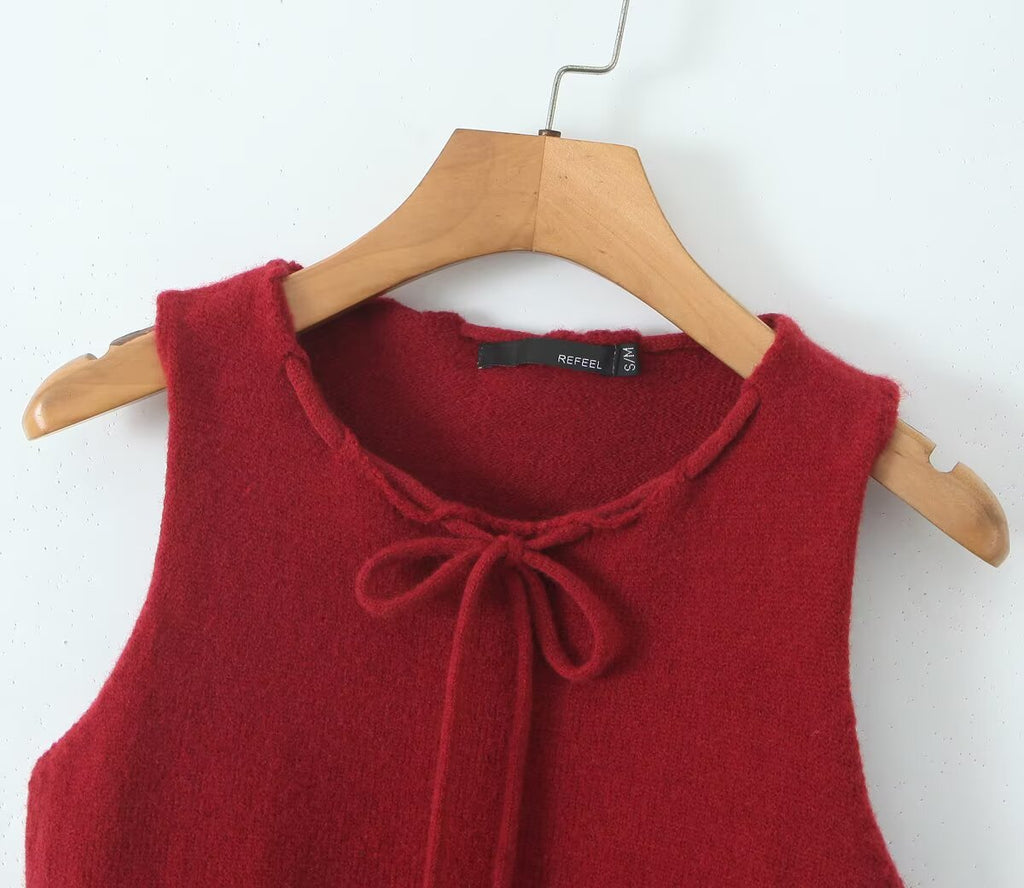 Women's Summer Bow Knitted Sweater and Skirt Two-Piece Set