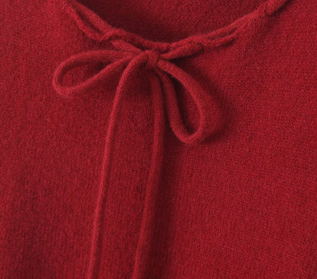Women's Summer Bow Knitted Sweater and Skirt Two-Piece Set