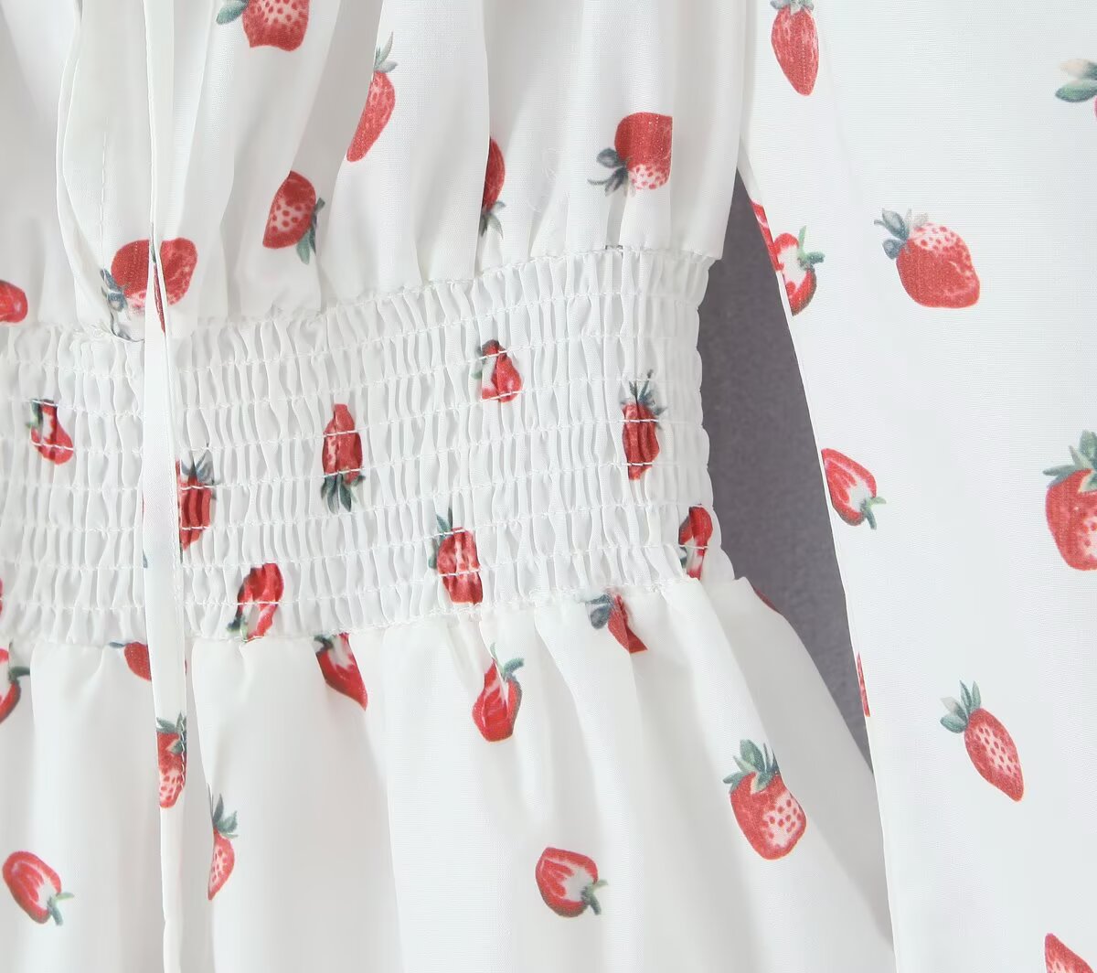 Strawberry-Print Puff-Sleeve Dress