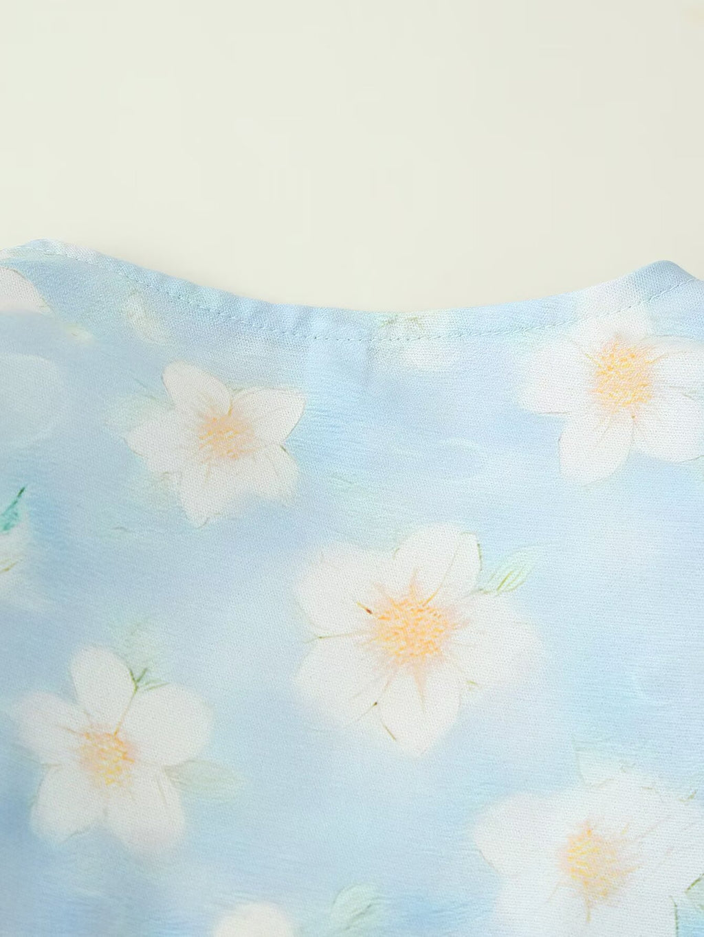 Printed Puff-Sleeve Pearl-Button Dress