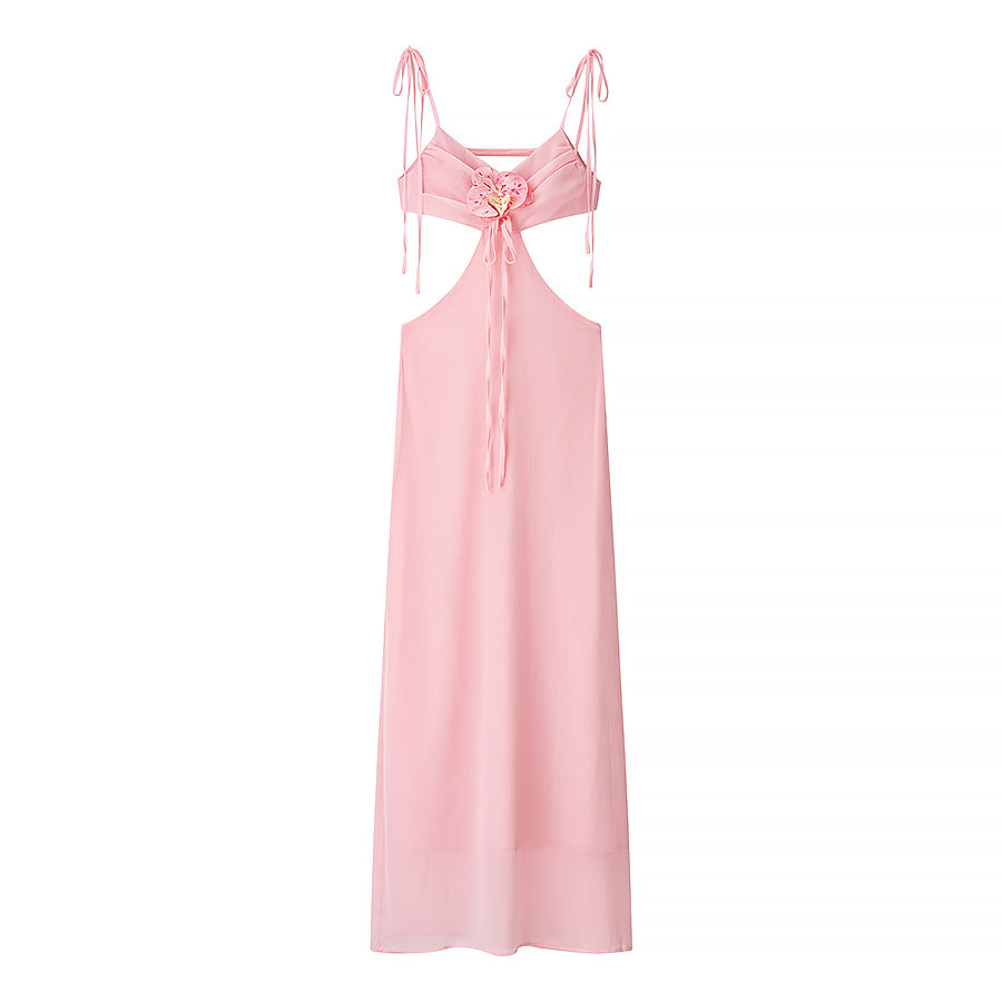 Women's Sweetheart Floral 3D Ruched Backless Dress