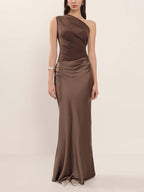 Homemade Women Clothing Fashionable Stylish Classic Fashionable Sloping Shoulder Dress