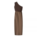 Homemade Women Clothing Fashionable Stylish Classic Fashionable Sloping Shoulder Dress