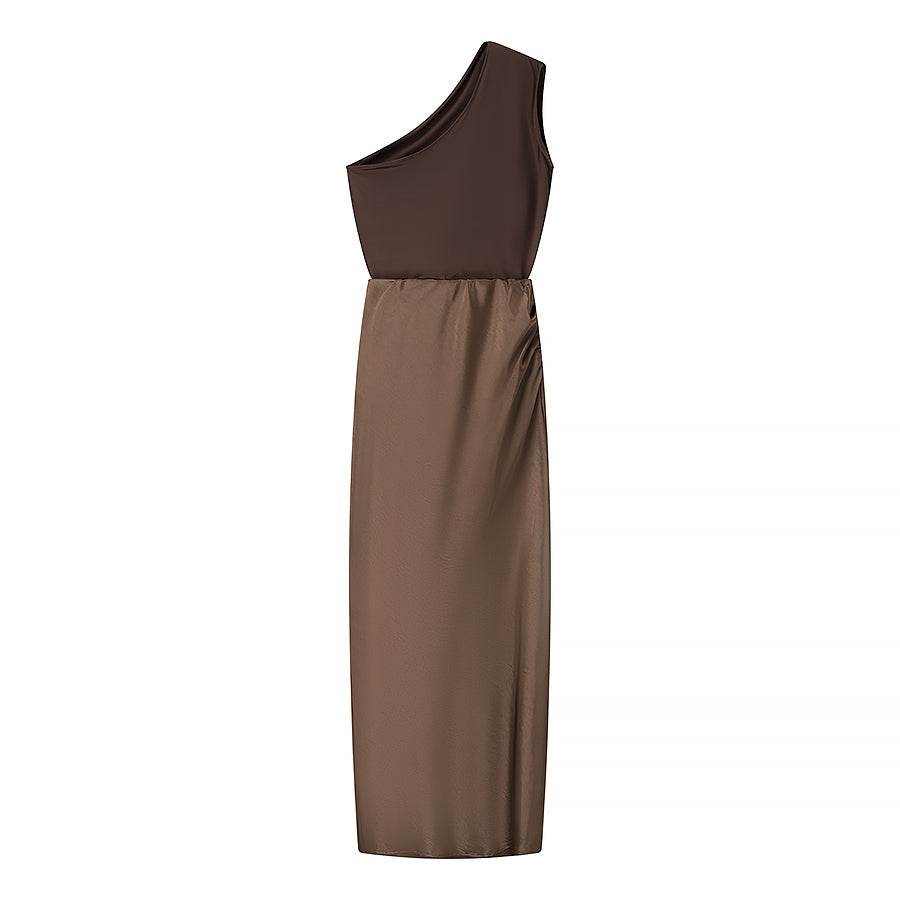 Homemade Women Clothing Fashionable Stylish Classic Fashionable Sloping Shoulder Dress
