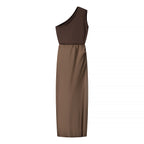 Homemade Women Clothing Fashionable Stylish Classic Fashionable Sloping Shoulder Dress