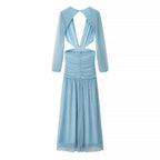Beach Vacation Sexy Dress Women Summer Cropped Outfit Solid Color Seaside Atmosphere Maxi Dress