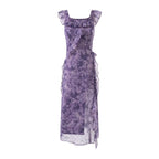 Women's Floral Mesh Ruffled Bodycon Midi Dress