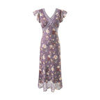 Women's Floral Lace Flutter Sleeve Vacation Midi Dress
