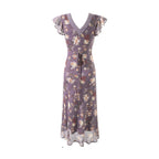 Women's Floral Lace Flutter Sleeve Vacation Midi Dress