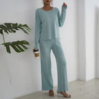 Casual Fashion Knitted Top With Loose And Elastic Two-Piece Set