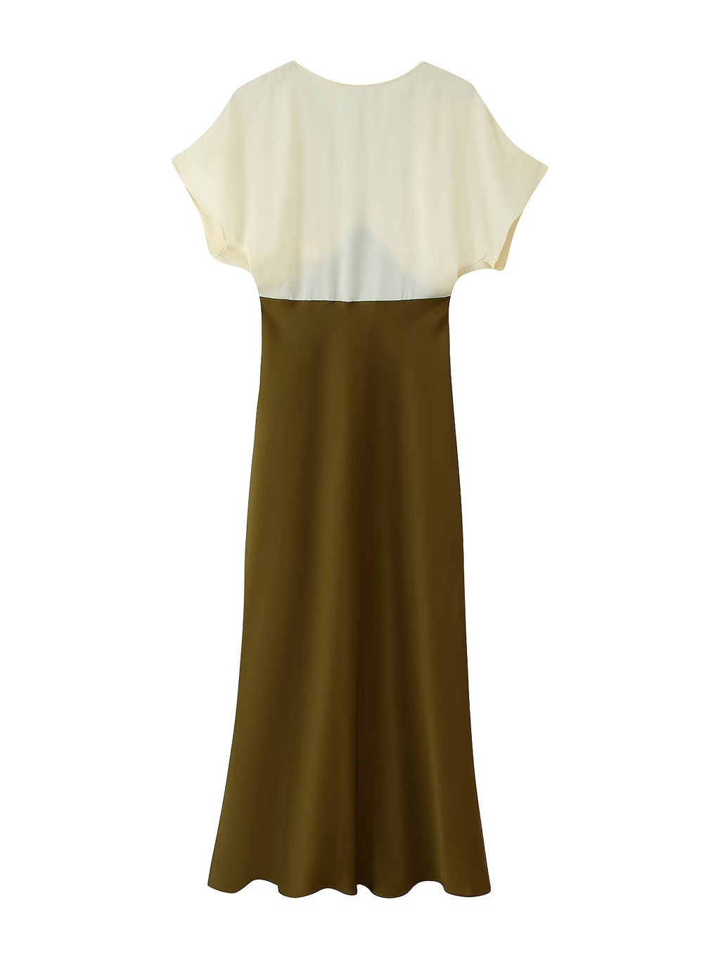 Women's Contrast Color Lace Silk Satin Texture Dress