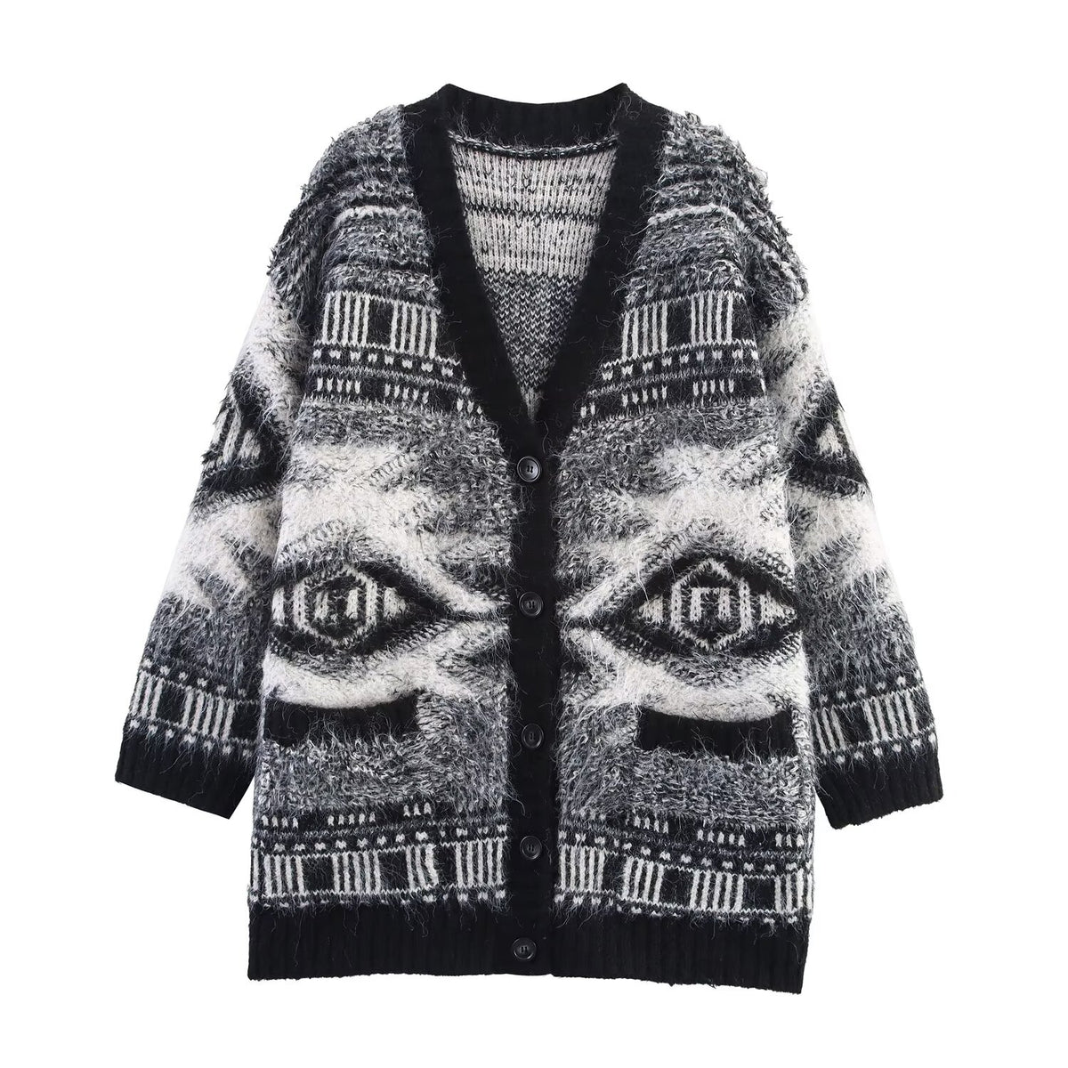 Women's Autumn Artistic Soft Comfortable Jacquard Cardigan Model Coat