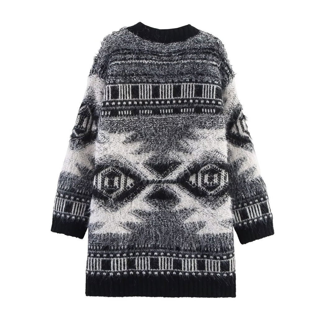 Women's Autumn Artistic Soft Comfortable Jacquard Cardigan Model Coat