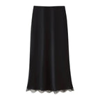 Women's Lace Satin Midi Top and Skirt Two-Piece Set