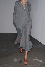 Women's Striped Loose-Fit Shirt Dress
