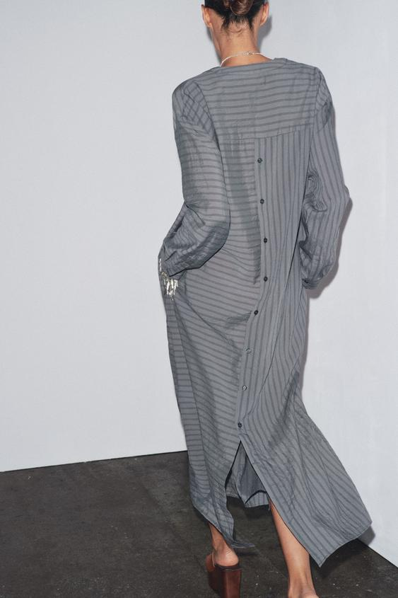 Women's Striped Loose-Fit Shirt Dress