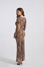 Women's 's Leopard Print Long-Sleeve Dress
