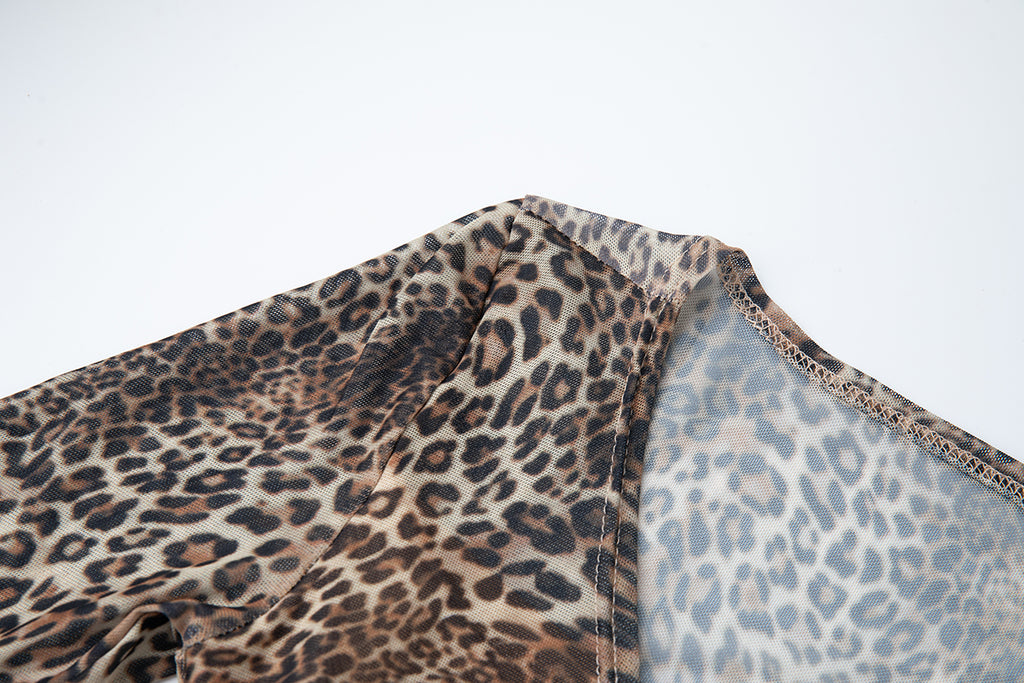 Women's 's Leopard Print Long-Sleeve Dress