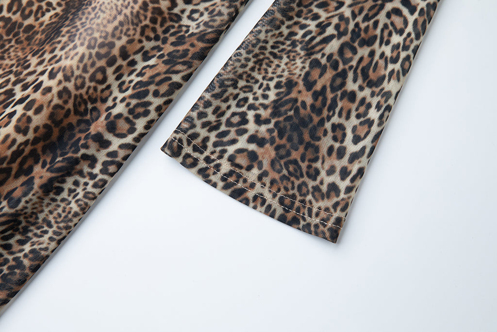Women's 's Leopard Print Long-Sleeve Dress