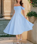 Ruched Spaghetti-Strap A-Line Midi Dress