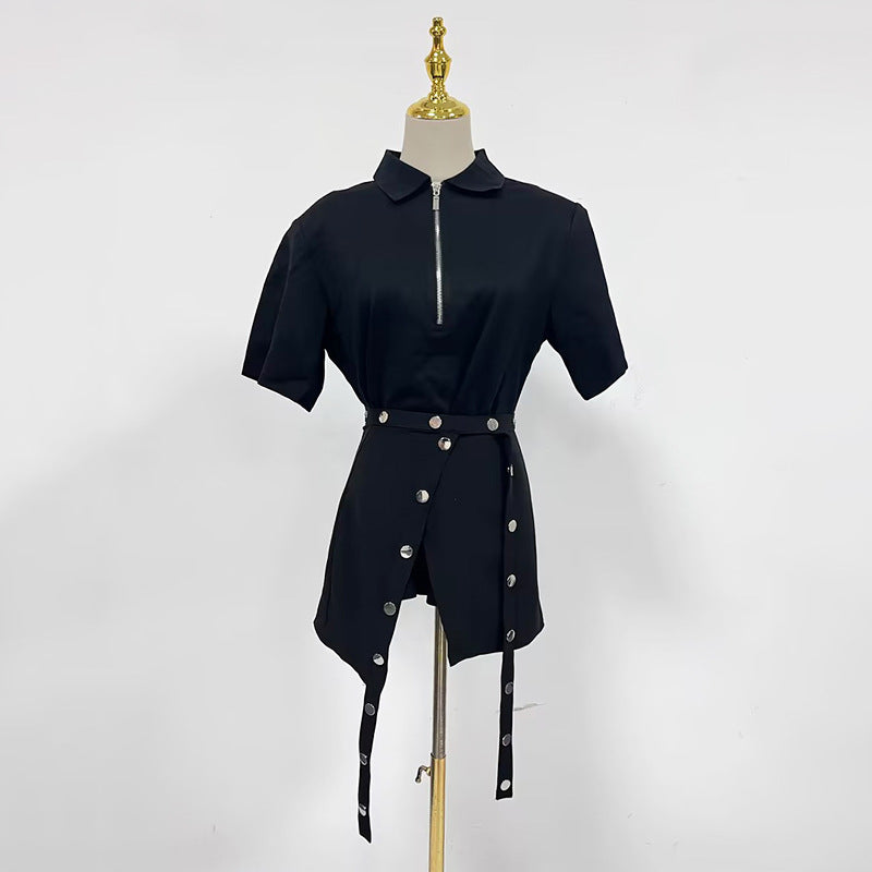 Women's Casual Women Summer Office Stitching Short Skirt Two Piece Sets