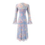Women's Summer Casual Sexy Micro Stretch Long Sleeve Waist Slimming Figure Dress