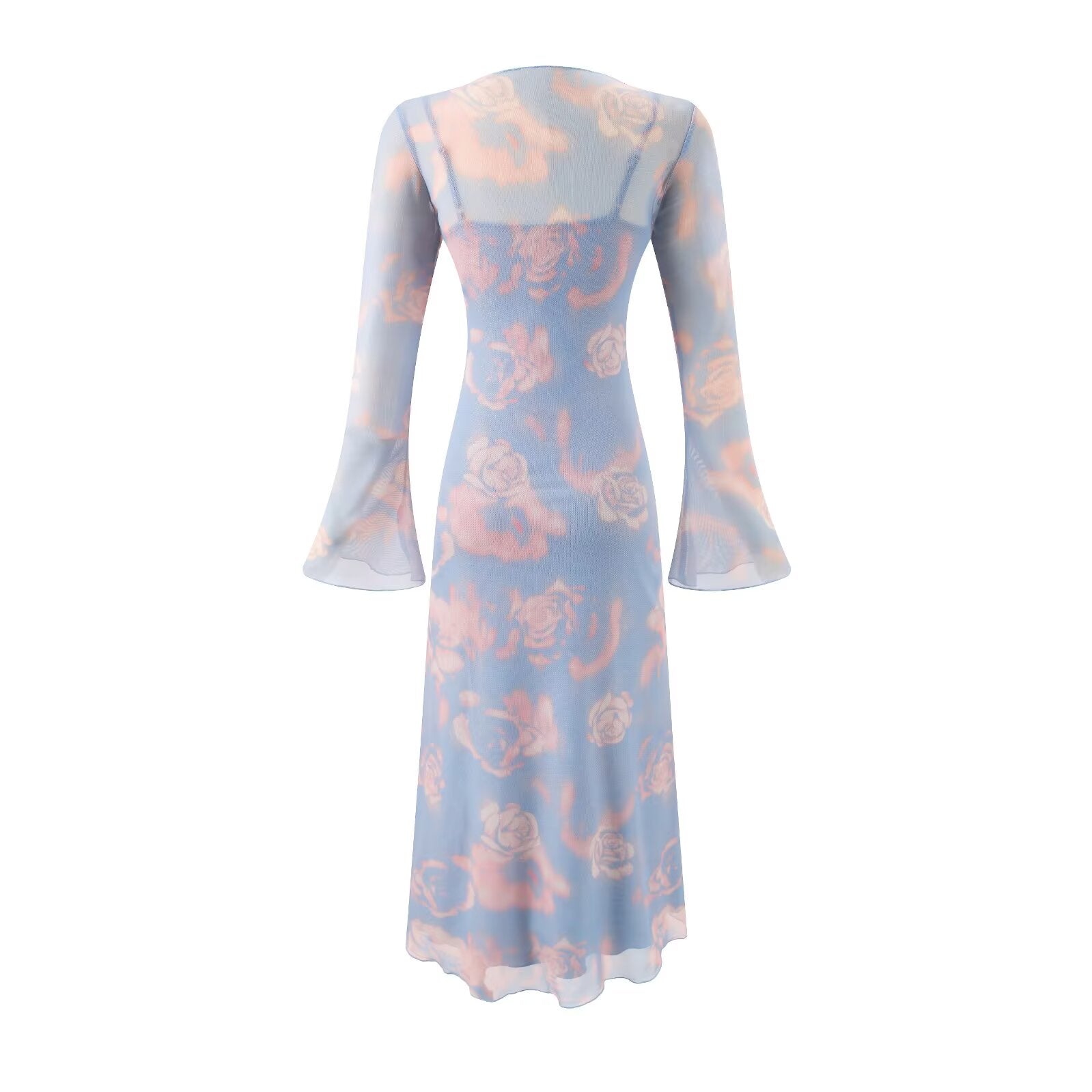 Women's Summer Casual Sexy Micro Stretch Long Sleeve Waist Slimming Figure Dress