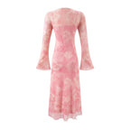 Women's Summer Casual Sexy Micro Stretch Long Sleeve Waist Slimming Figure Dress