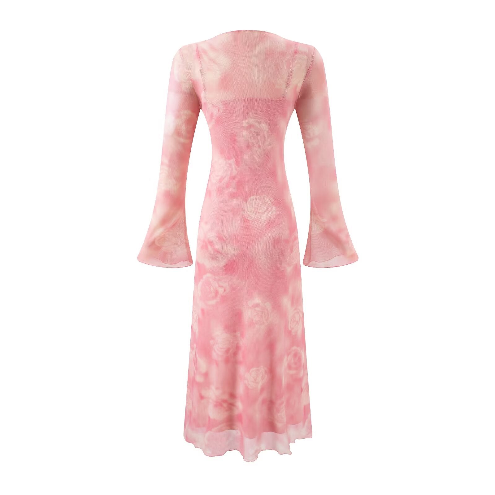 Women's Summer Casual Sexy Micro Stretch Long Sleeve Waist Slimming Figure Dress