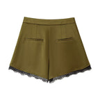 Women's Fall Silk Satin Texture Shirt Shorts Sets