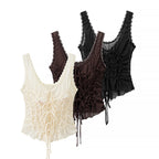 's Collar Printing Backless Halter Spaghetti Strap Camisole Top