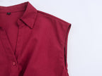 Elegant Linen Blended Double Breasted Top Shorts Sets